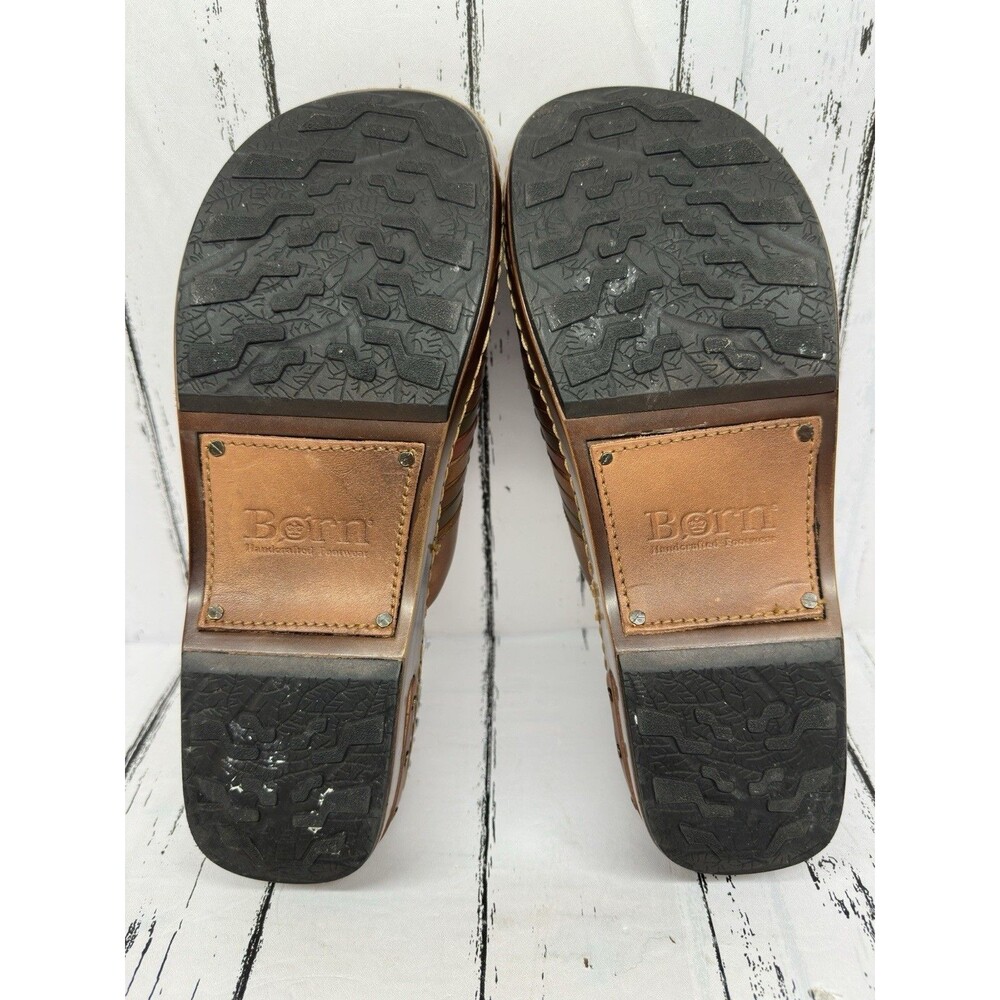 BORN Yucatan 10 / 42 Clog Slide Wedge Woven Brown Leather Comfort Shoes Womens - Picture 10 of 10